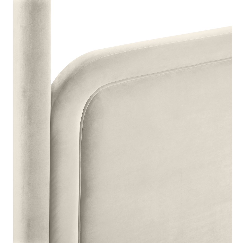 Salina Cream Velvet Upholstered Full Bed. Picture 9