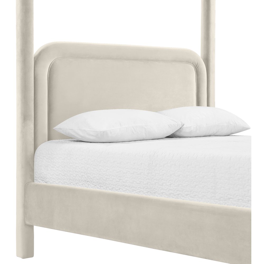 Salina Cream Velvet Upholstered King Bed. Picture 5