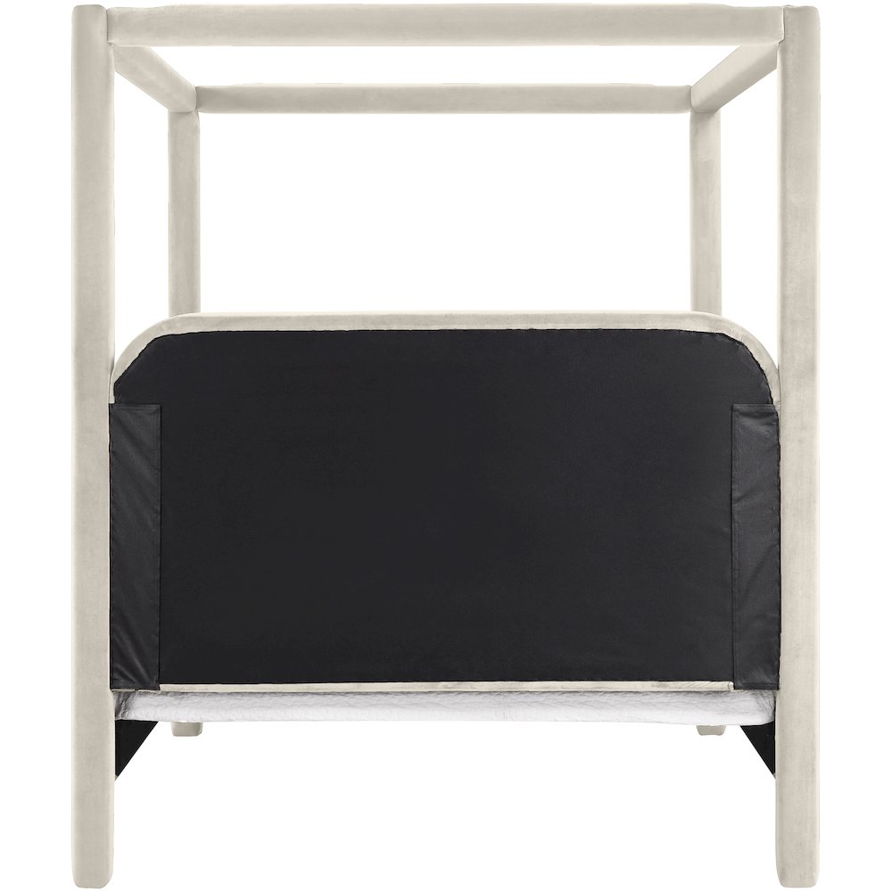 Salina Cream Velvet Upholstered Queen Bed. Picture 3