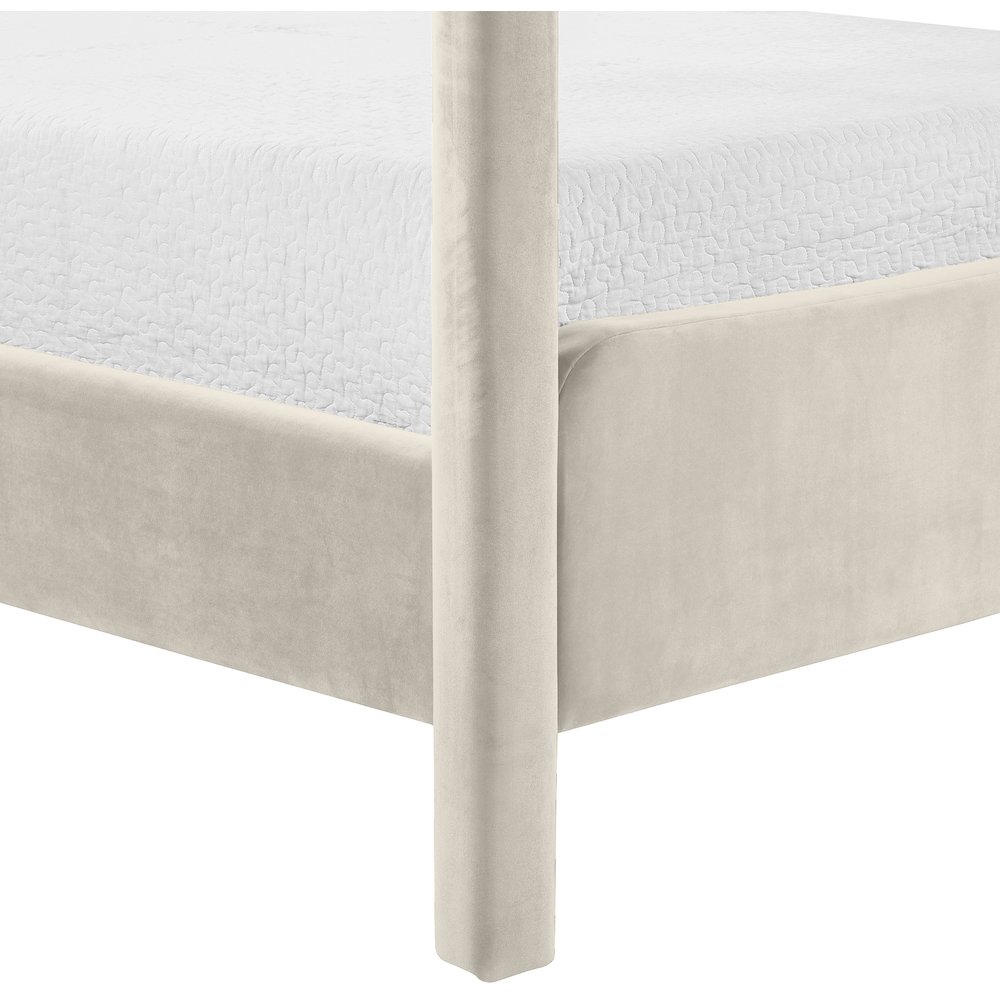 Salina Cream Velvet Upholstered Queen Bed. Picture 6