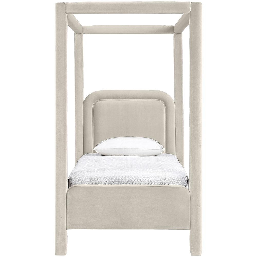 Salina Cream Velvet Upholstered Twin Bed. Picture 2