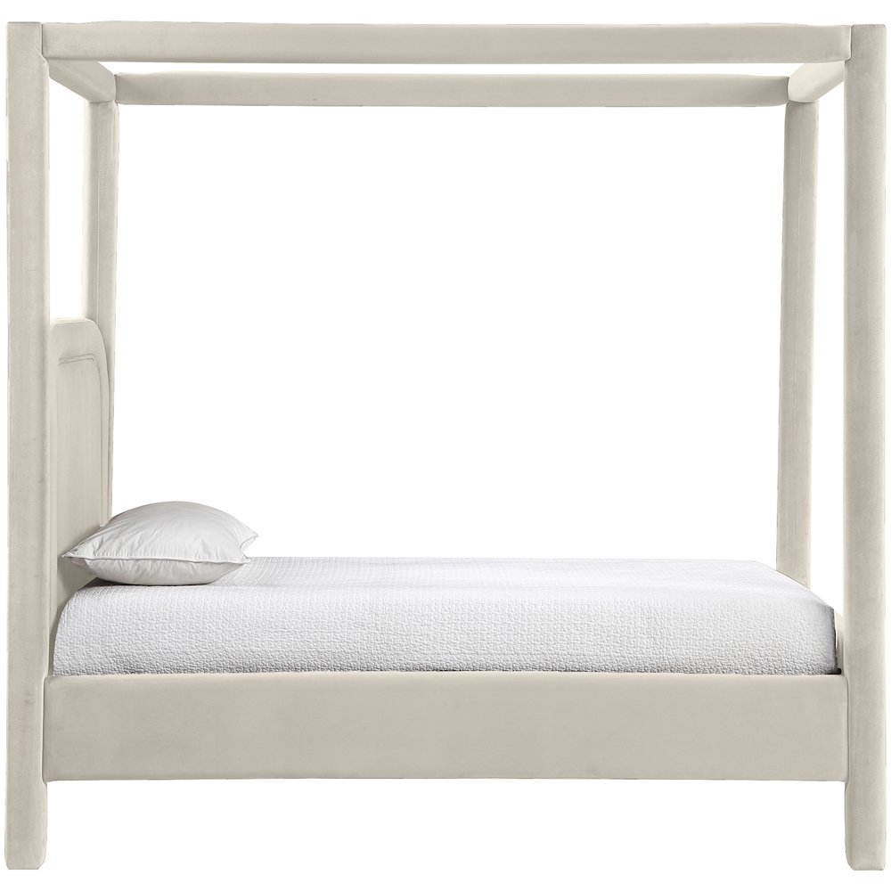 Salina Cream Velvet Upholstered Twin Bed. Picture 8