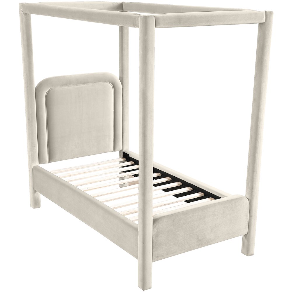 Salina Cream Velvet Upholstered Twin Bed. Picture 4
