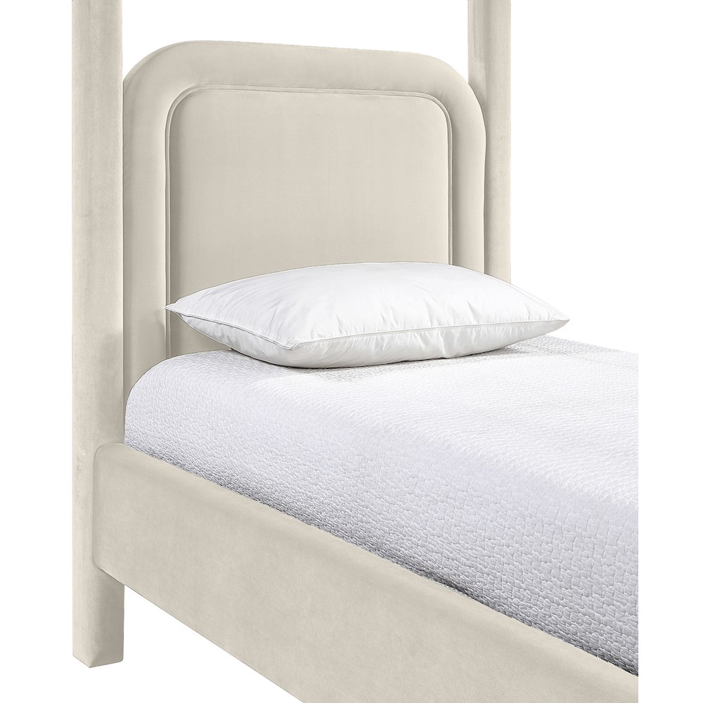 Salina Cream Velvet Upholstered Twin Bed. Picture 5