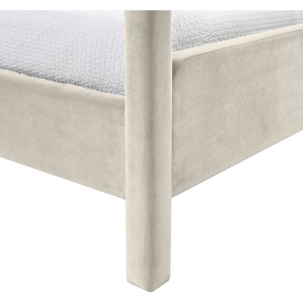 Salina Cream Velvet Upholstered Twin Bed. Picture 6