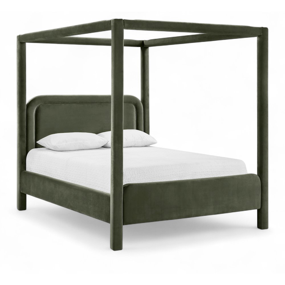 Salina Green Velvet Upholstered Full Bed. Picture 1