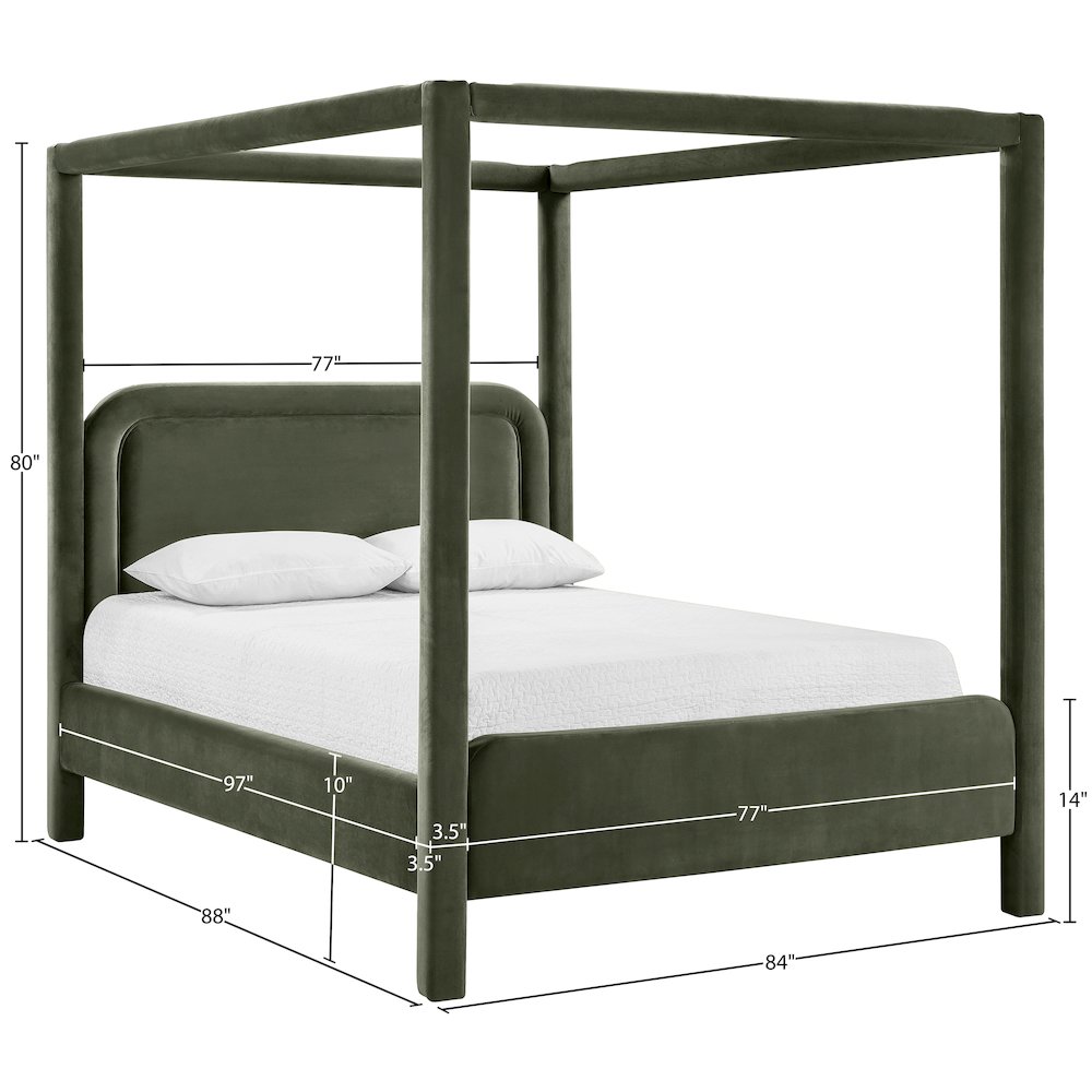 Salina Green Velvet Upholstered King Bed. Picture 10