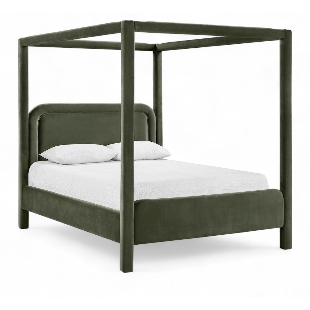 Salina Green Velvet Upholstered King Bed. Picture 1