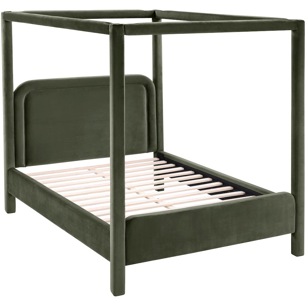 Salina Green Velvet Upholstered King Bed. Picture 4