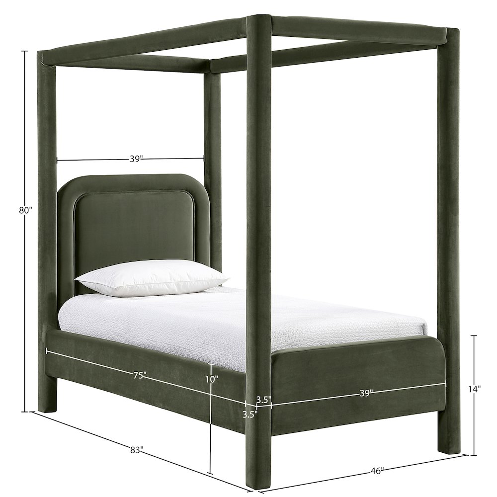 Salina Green Velvet Upholstered Twin Bed. Picture 10