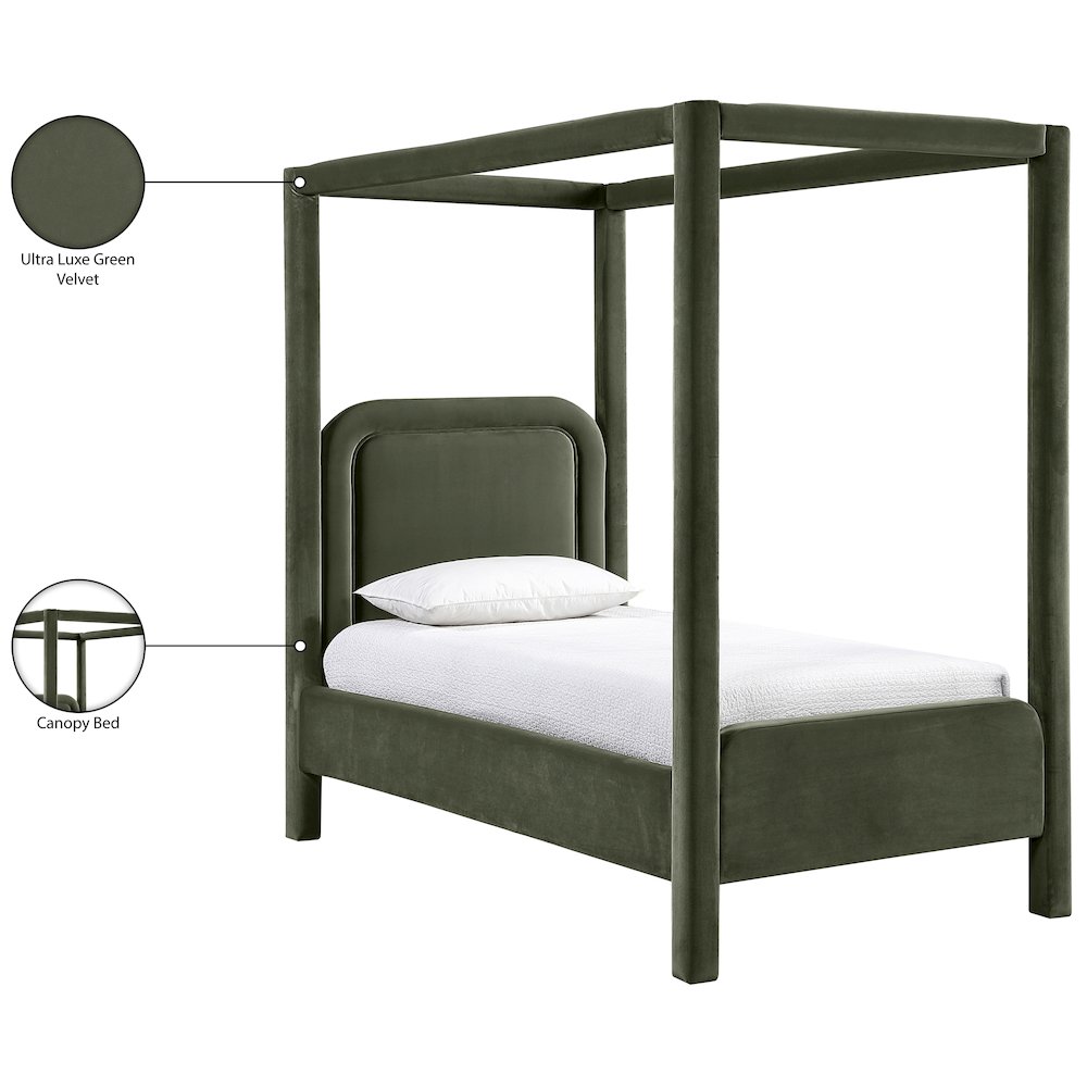 Salina Green Velvet Upholstered Twin Bed. Picture 11
