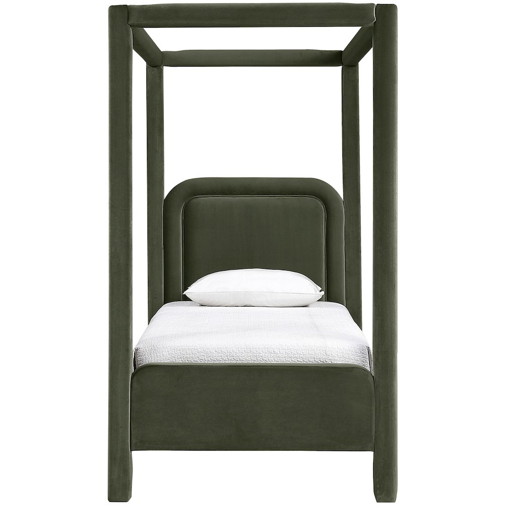 Salina Green Velvet Upholstered Twin Bed. Picture 2