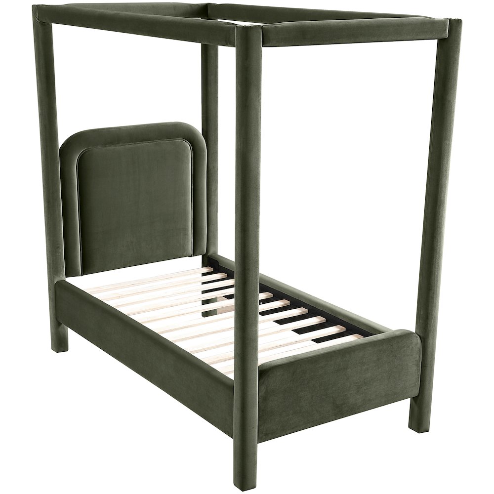 Salina Green Velvet Upholstered Twin Bed. Picture 4