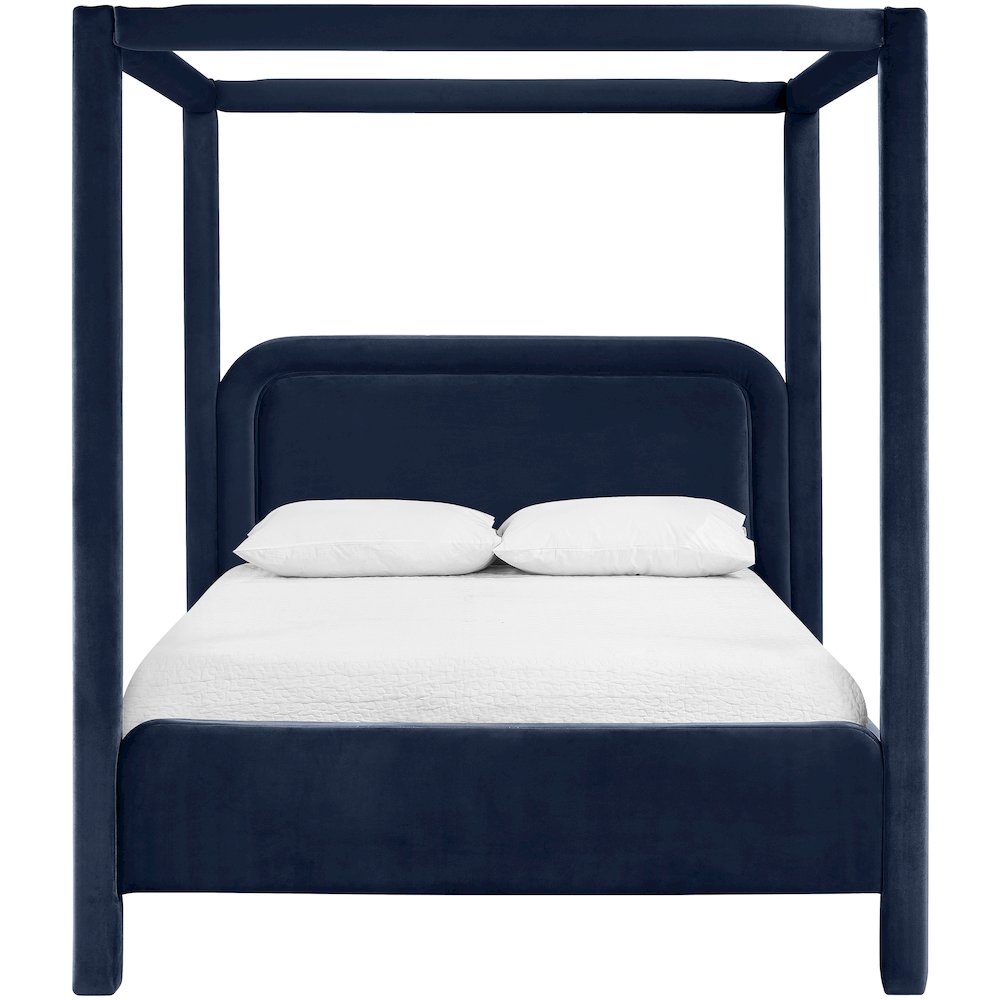 Salina Navy Velvet Upholstered Full Bed. Picture 2