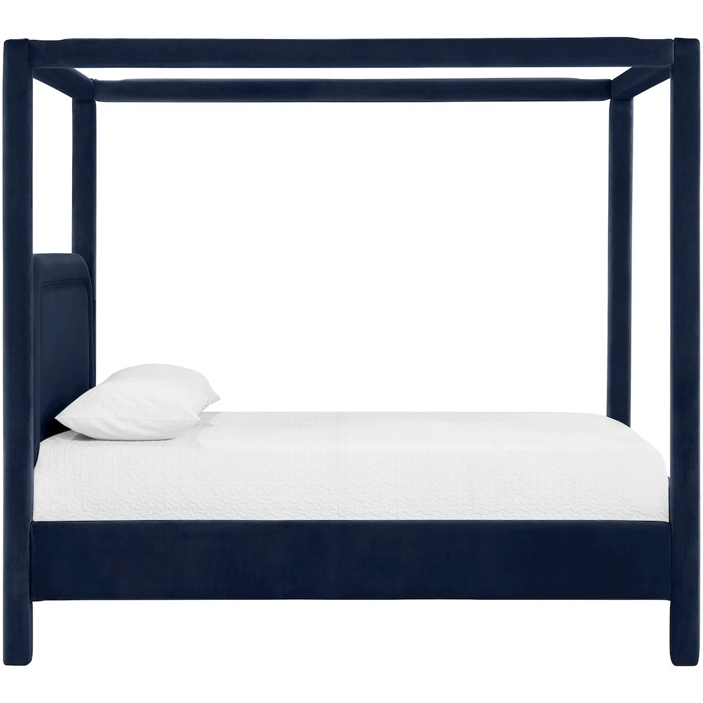 Salina Navy Velvet Upholstered Full Bed. Picture 8
