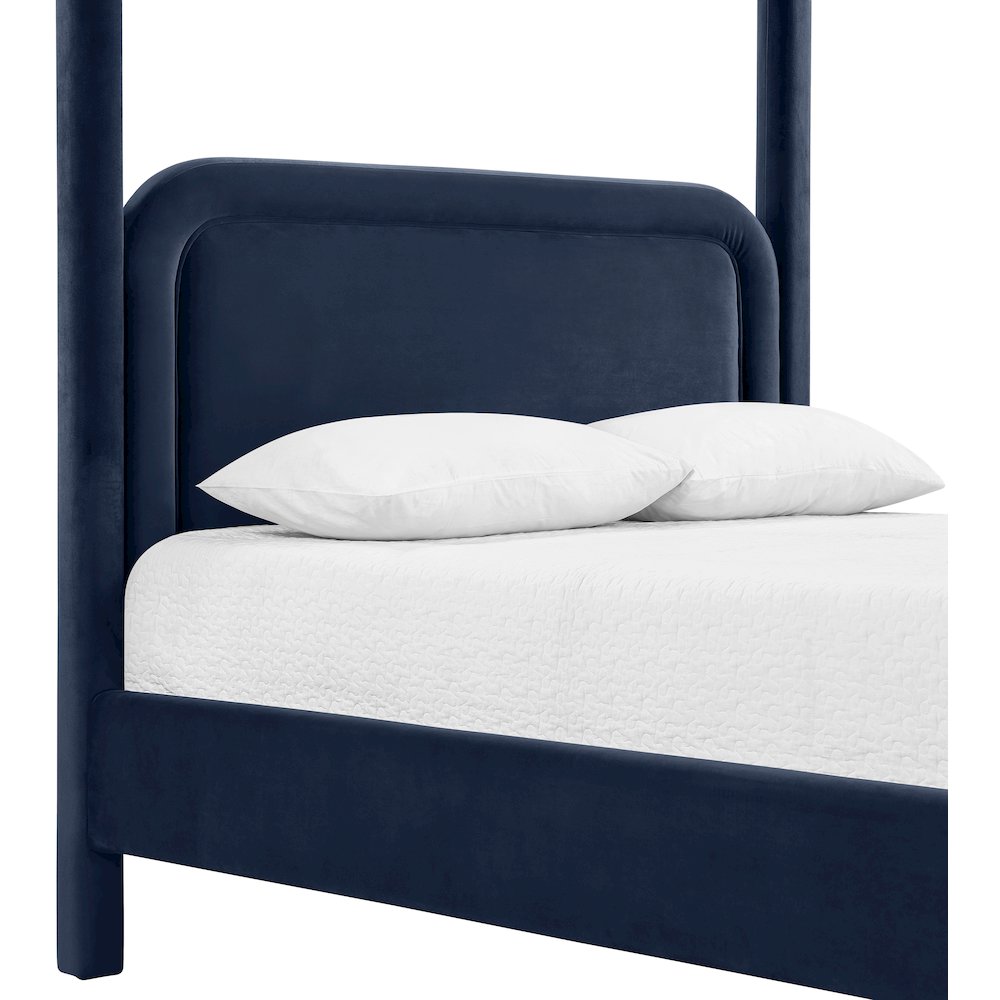 Salina Navy Velvet Upholstered Full Bed. Picture 5