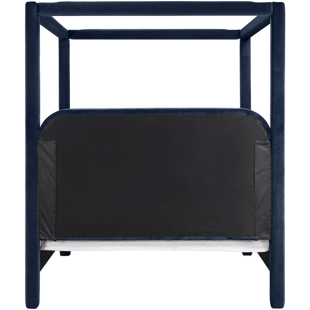 Salina Navy Velvet Upholstered Queen Bed. Picture 3