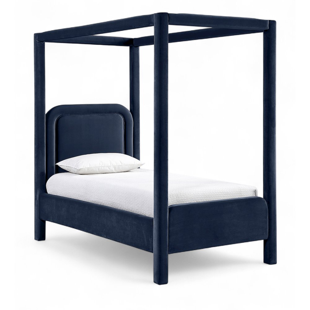 Salina Navy Velvet Upholstered Twin Bed. Picture 1