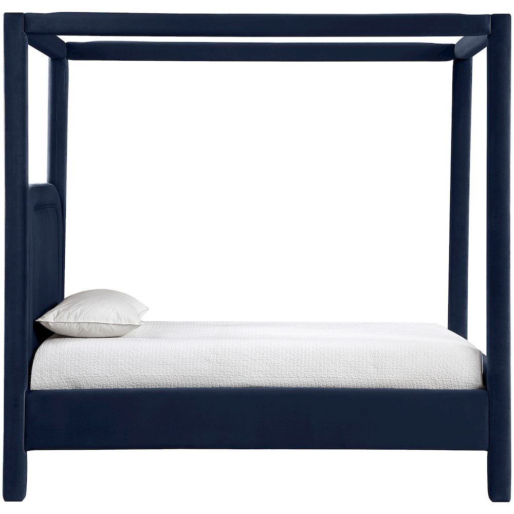 Salina Navy Velvet Upholstered Twin Bed. Picture 8