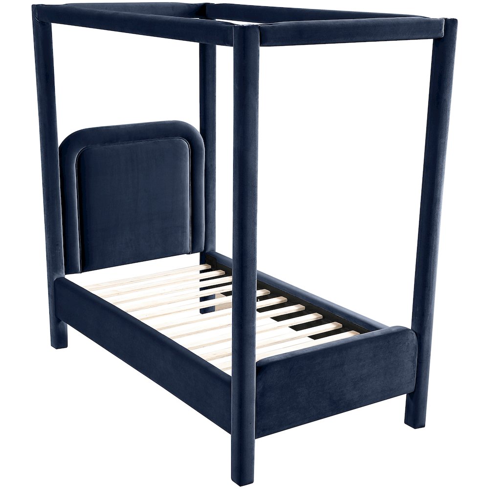 Salina Navy Velvet Upholstered Twin Bed. Picture 4