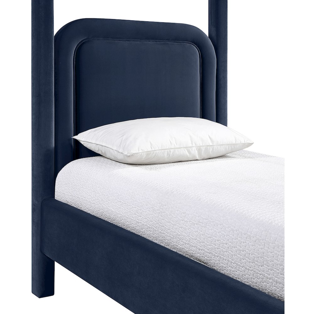 Salina Navy Velvet Upholstered Twin Bed. Picture 5