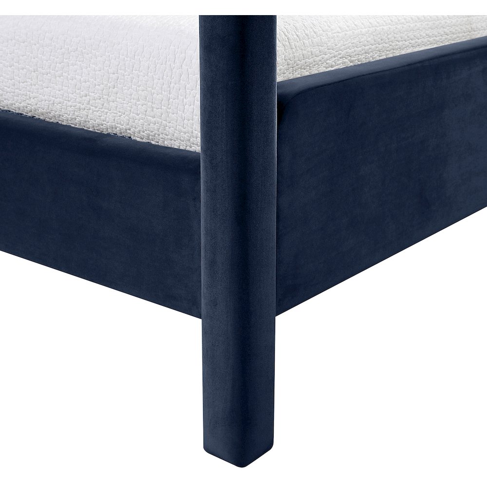 Salina Navy Velvet Upholstered Twin Bed. Picture 6