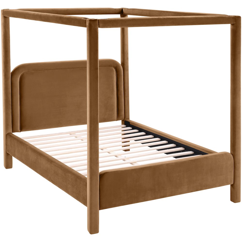 Salina Saddle Velvet Upholstered Queen Bed. Picture 4