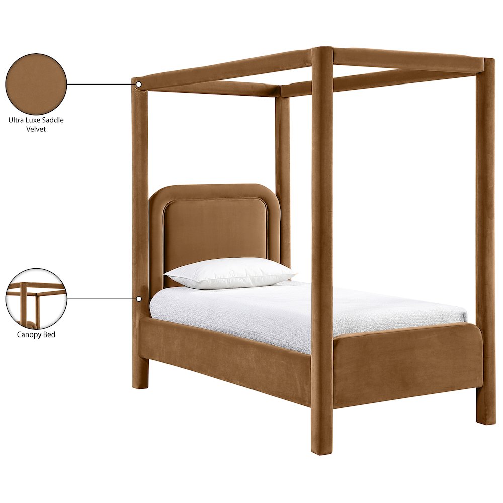 Salina Saddle Velvet Upholstered Twin Bed. Picture 11