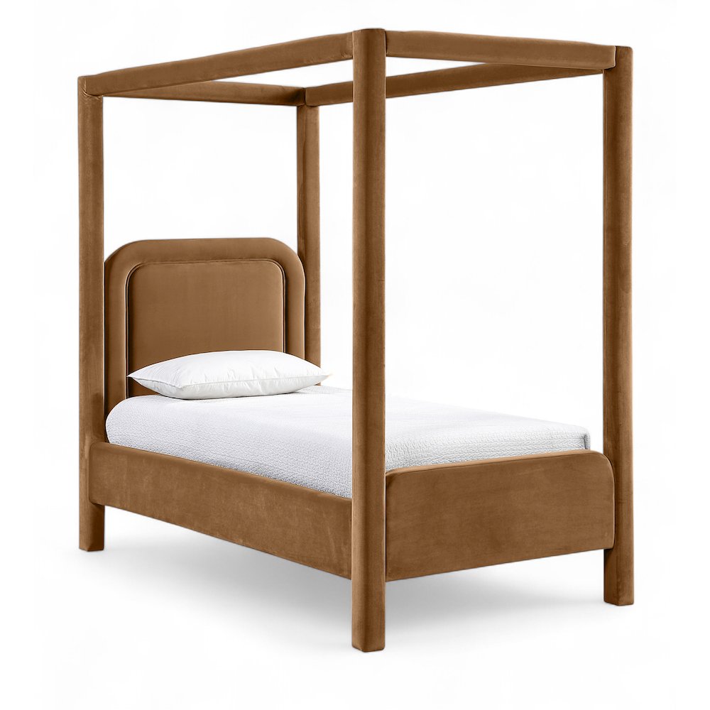 Salina Saddle Velvet Upholstered Twin Bed. Picture 1