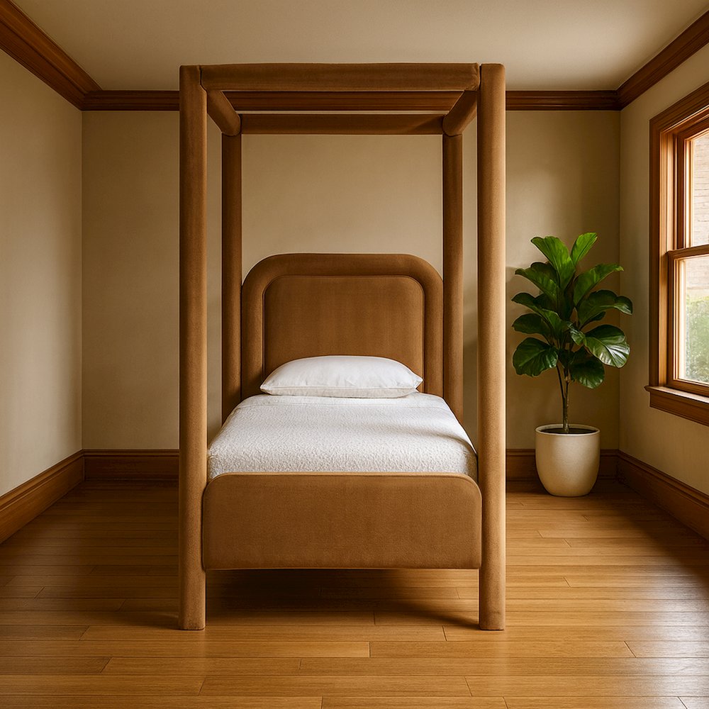 Salina Saddle Velvet Upholstered Twin Bed. Picture 7