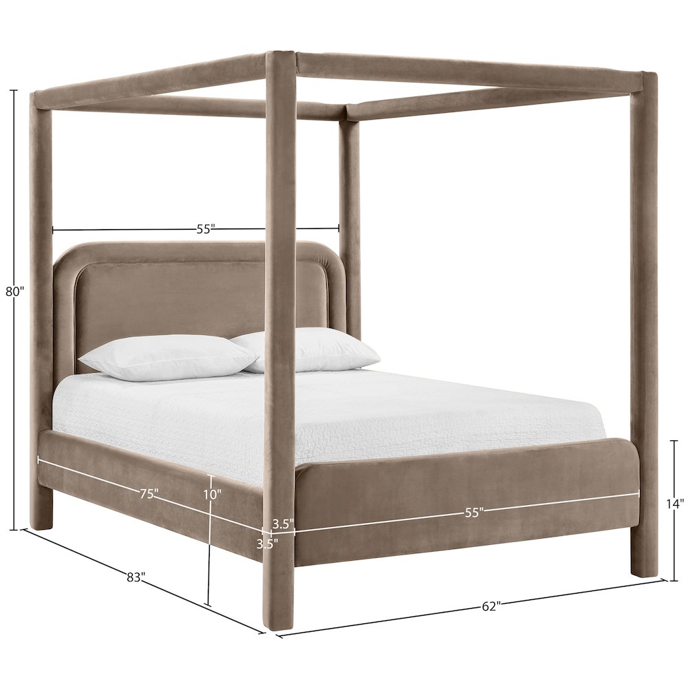 Salina Taupe Velvet Upholstered Full Bed. Picture 10