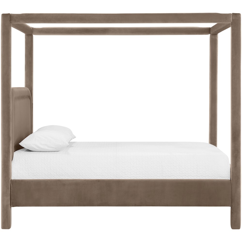 Salina Taupe Velvet Upholstered Full Bed. Picture 8