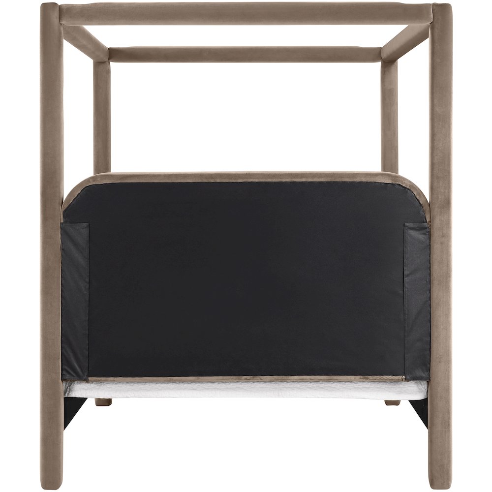 Salina Taupe Velvet Upholstered Full Bed. Picture 3