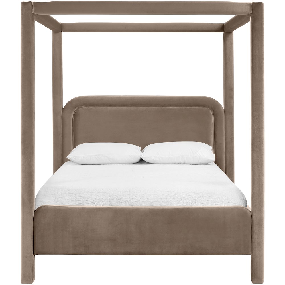 Salina Taupe Velvet Upholstered King Bed. Picture 2