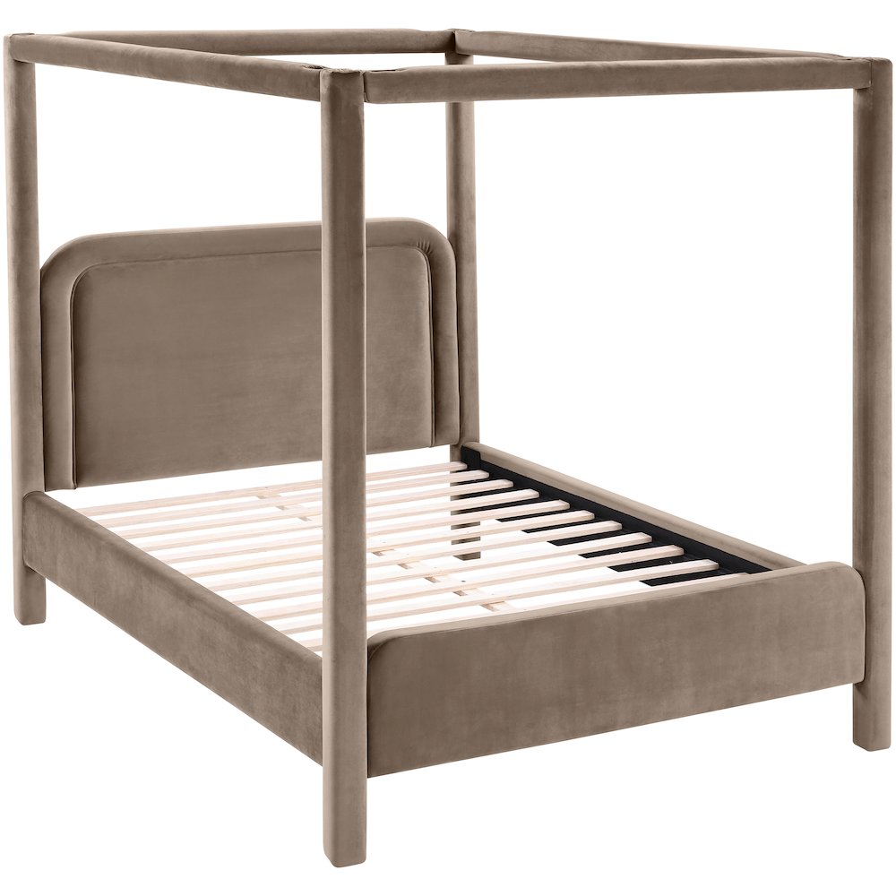 Salina Taupe Velvet Upholstered King Bed. Picture 4