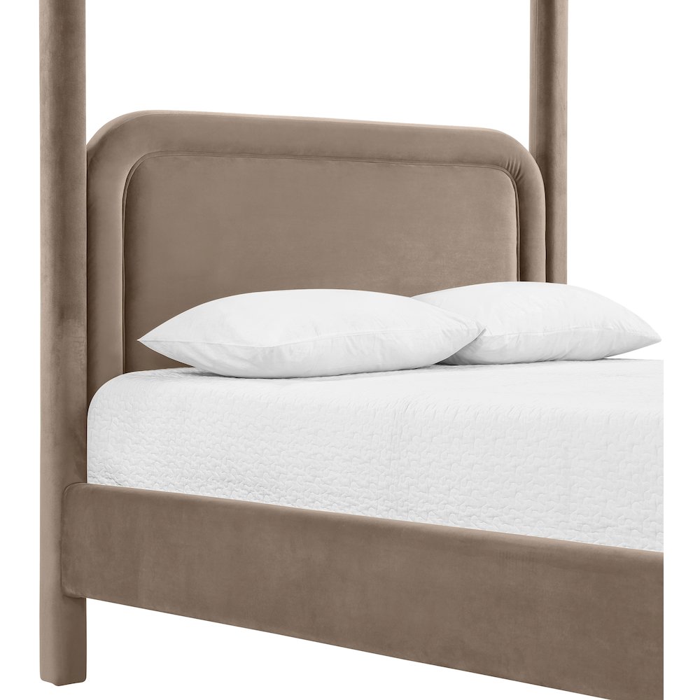 Salina Taupe Velvet Upholstered King Bed. Picture 5
