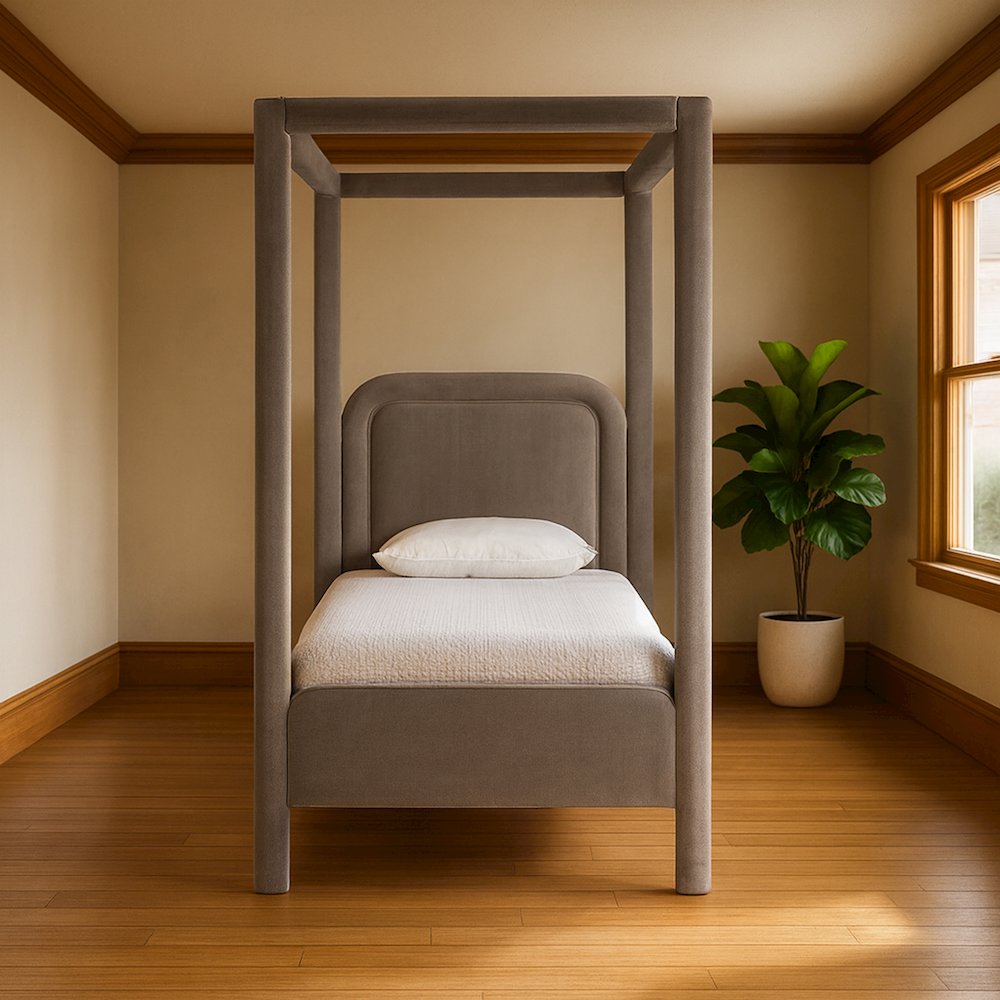 Salina Taupe Velvet Upholstered Twin Bed. Picture 7