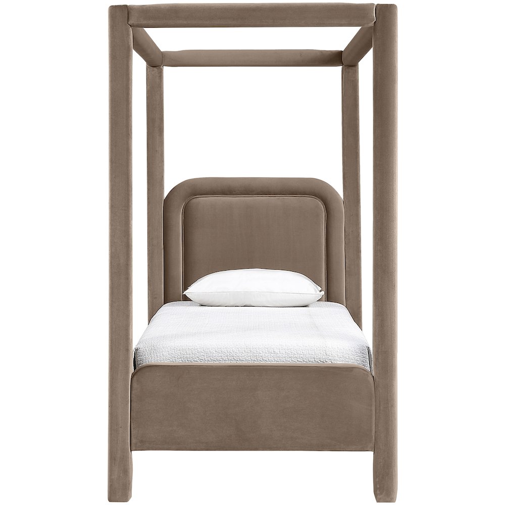 Salina Taupe Velvet Upholstered Twin Bed. Picture 2