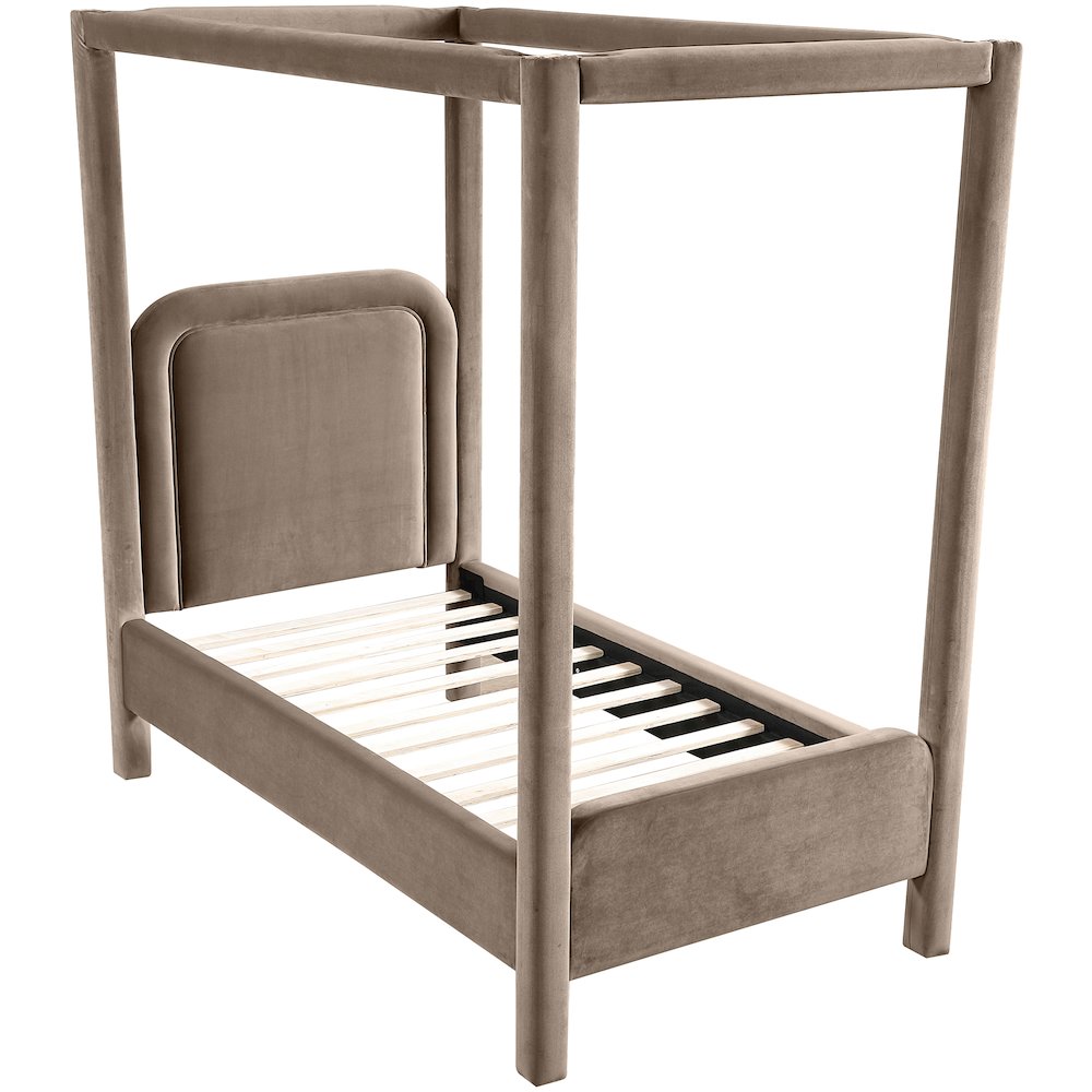 Salina Taupe Velvet Upholstered Twin Bed. Picture 4