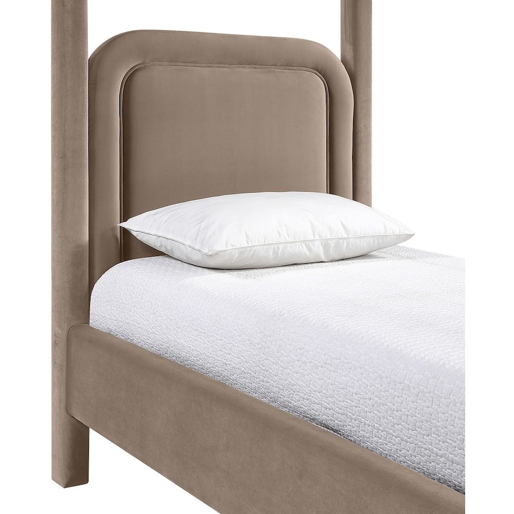 Salina Taupe Velvet Upholstered Twin Bed. Picture 5