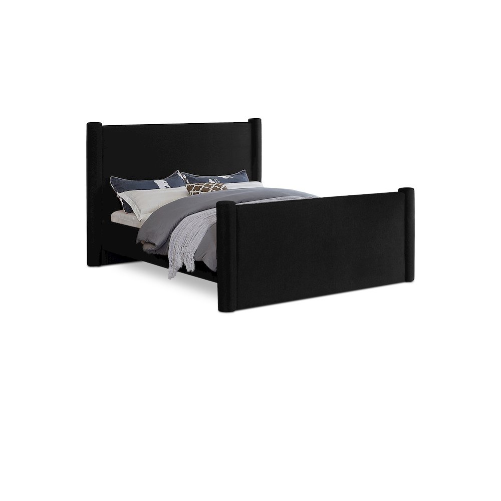 Elias Black Velvet King Bed. Picture 1