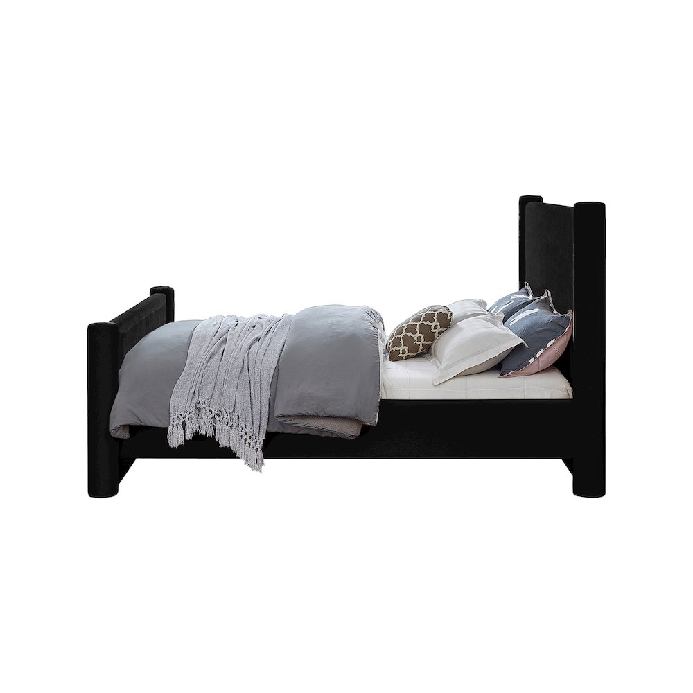 Elias Black Velvet King Bed. Picture 4