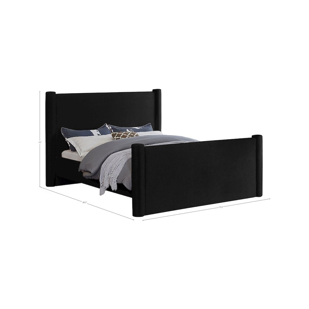 Elias Black Velvet Queen Bed. Picture 7