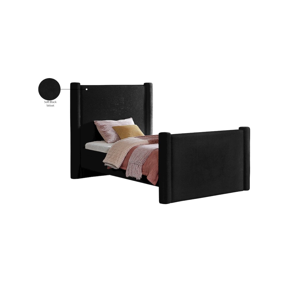Elias Black Velvet Twin Bed. Picture 8