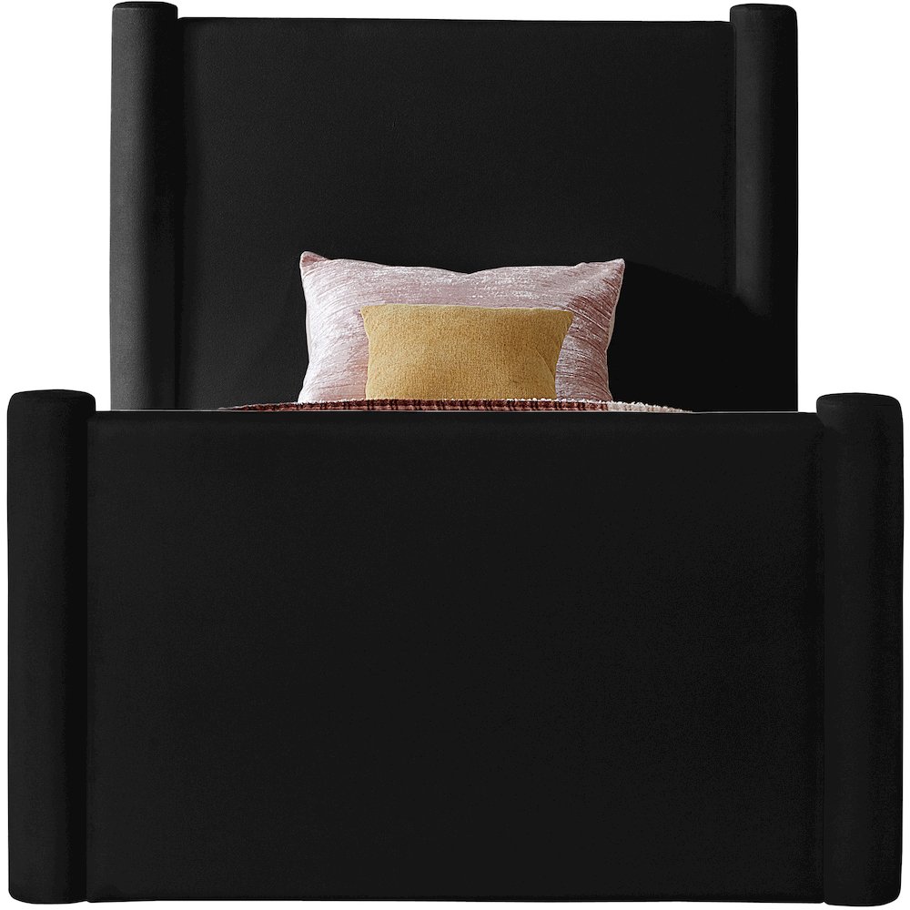 Elias Black Velvet Twin Bed. Picture 2
