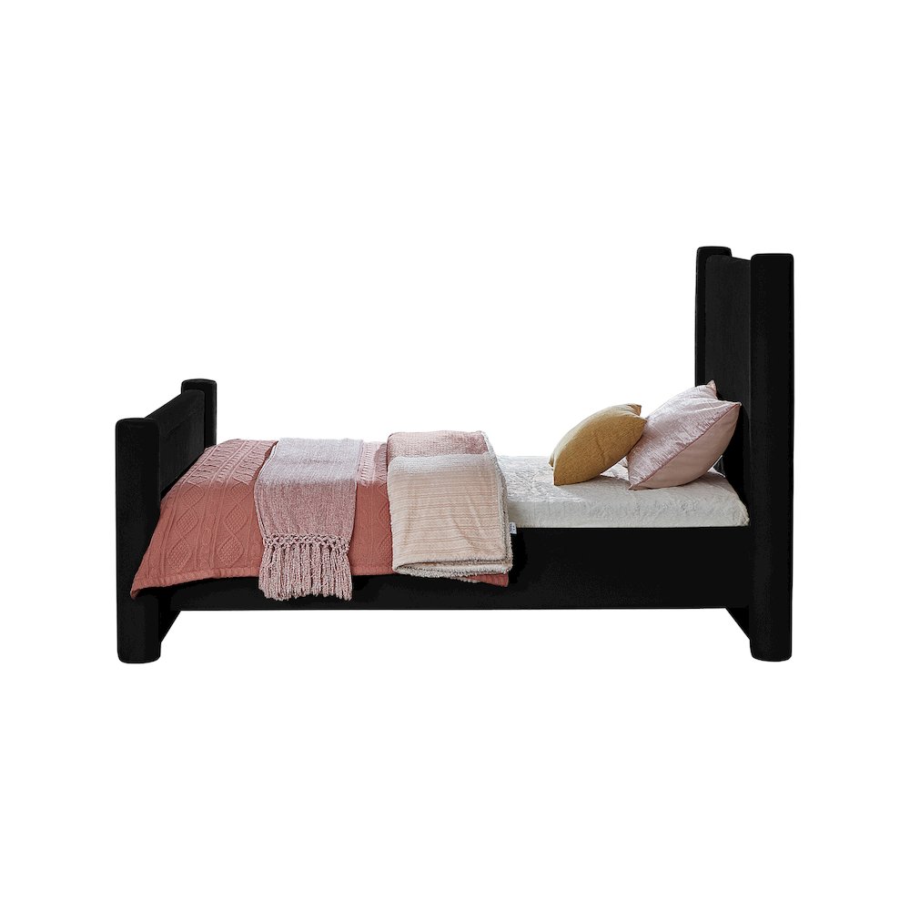 Elias Black Velvet Twin Bed. Picture 4