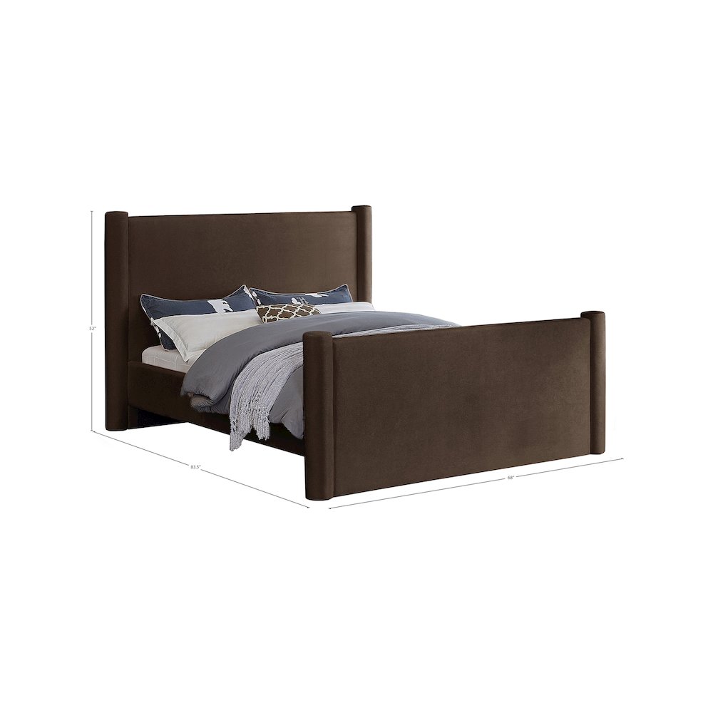 Elias Brown Velvet Full Bed. Picture 7