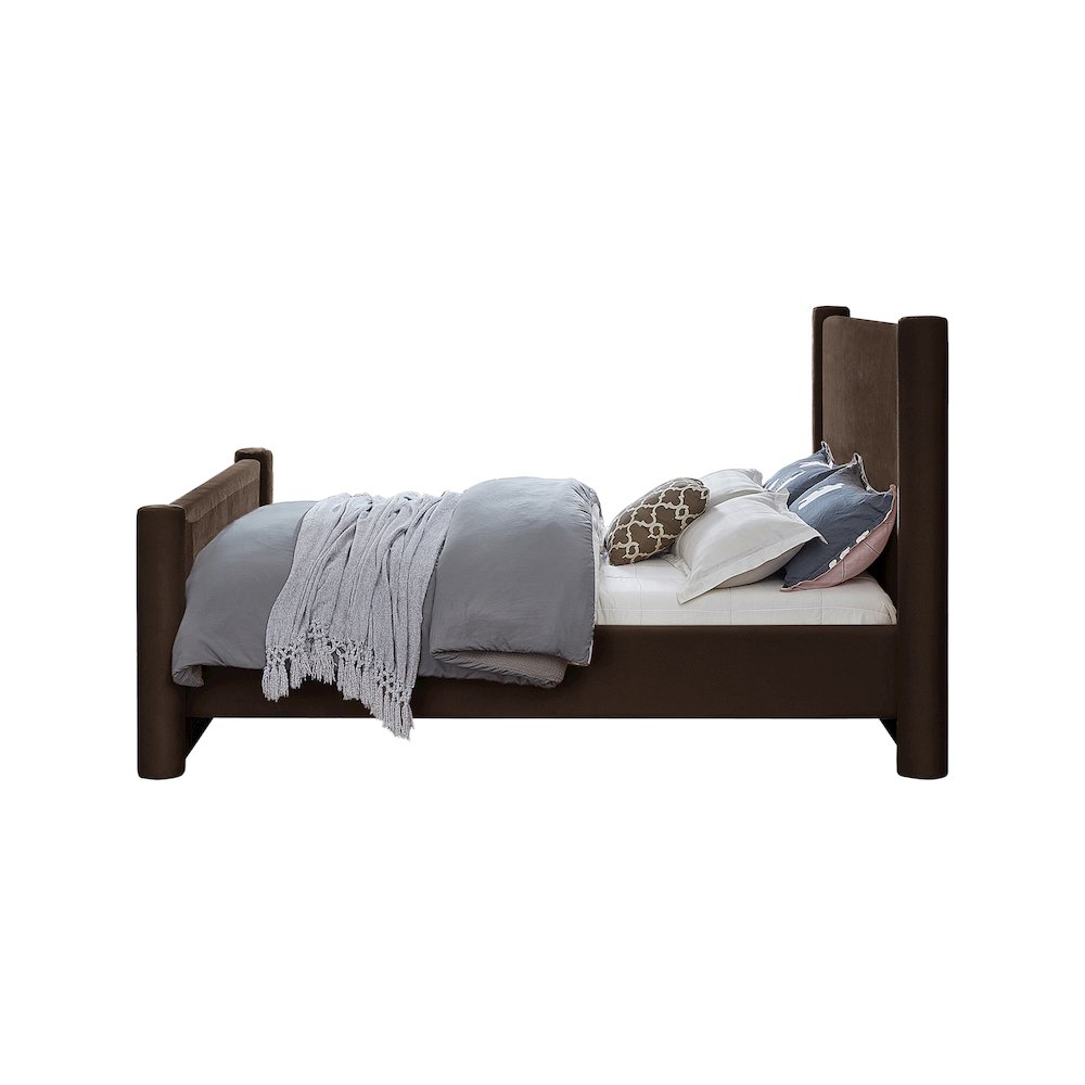 Elias Brown Velvet King Bed. Picture 4