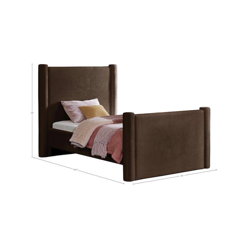 Elias Brown Velvet Twin Bed. Picture 7