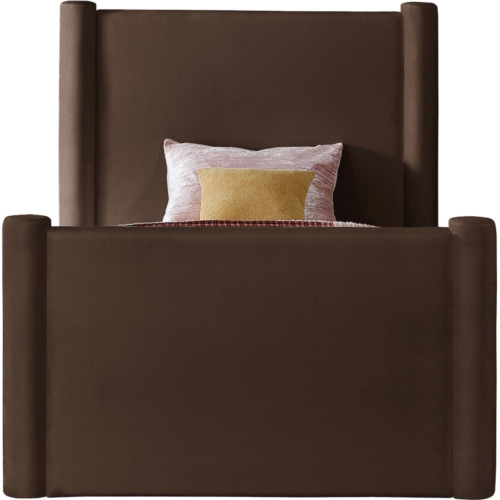 Elias Brown Velvet Twin Bed. Picture 2